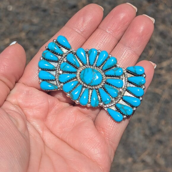 Native American Turquoise Cluster Brooch Pin‎ Pendant Handmade Jewelry ** - Picture 1 of 7